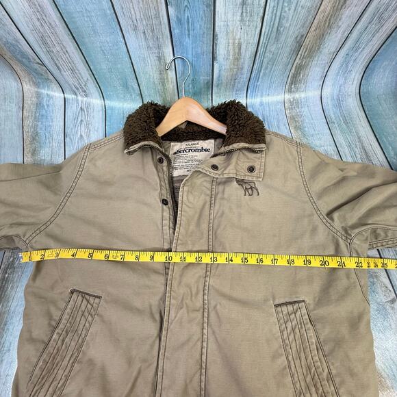 Abercrombie & Fitch Men's Sherpa Lined Adirondack Jacket XL Tan Vintage Thrashed - Picture 5 of 9